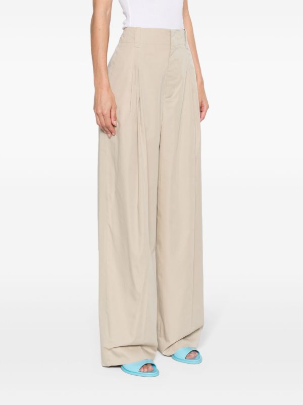 Browns Bottega Veneta Neutral Tailored Wide-Leg Trousers | Browns Slacks