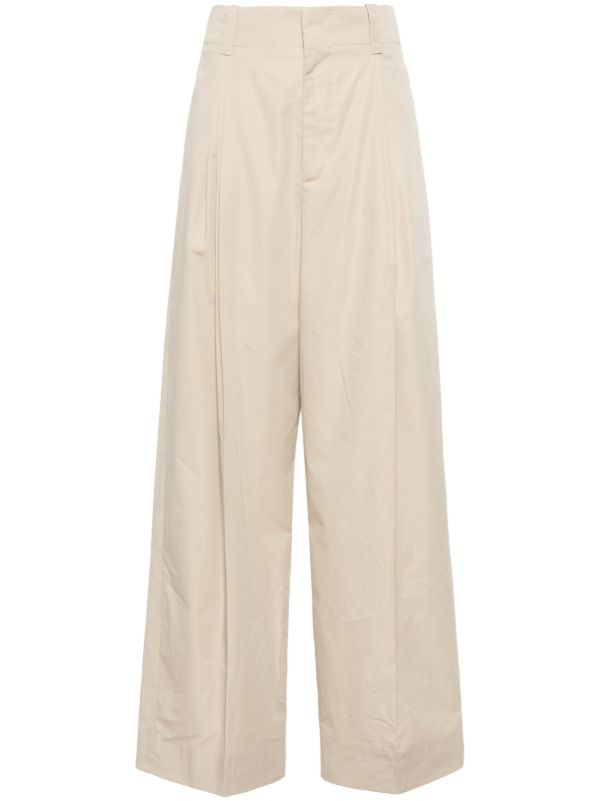 browns Bottega Veneta Neutral Tailored Wide-Leg Trousers | Browns Slacks