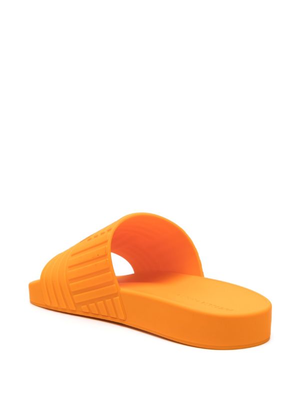 Browns Bottega Veneta Orange Embossed Rubber Slides | Browns Sandals