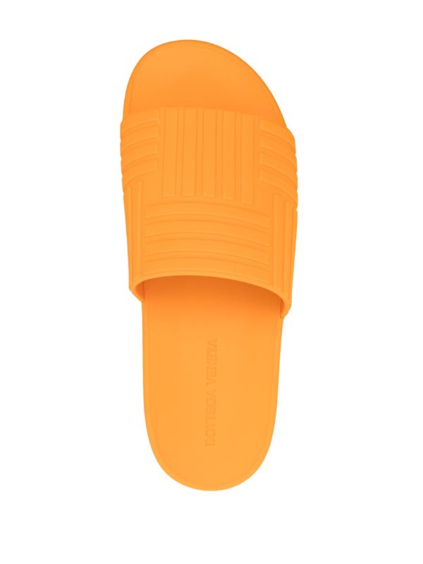 Browns Bottega Veneta Orange Embossed Rubber Slides | Browns Sandals