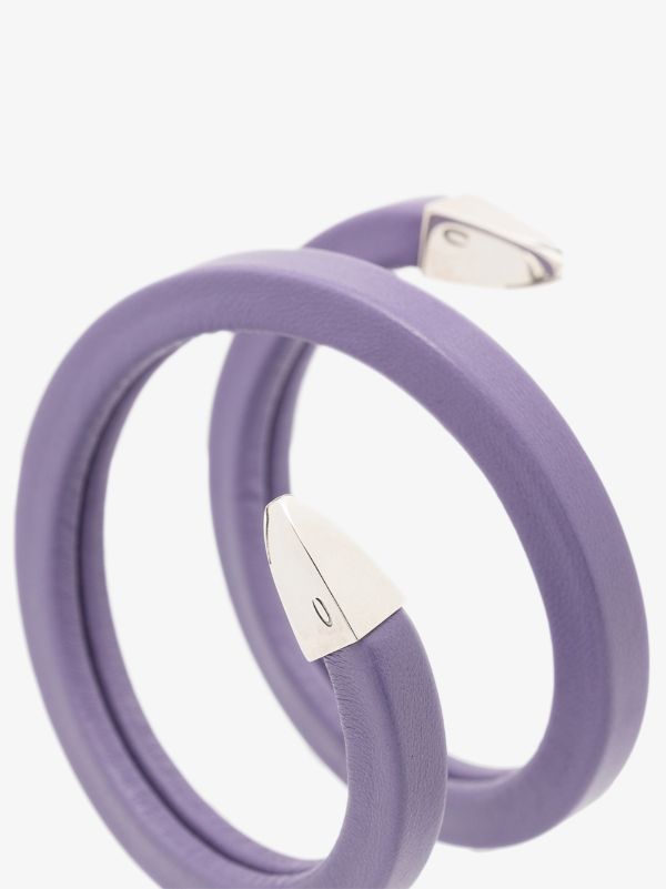 Browns Bottega Veneta Purple And Sterling Silver Wrapped Leather Cuff Bracelet | Browns Bracelets