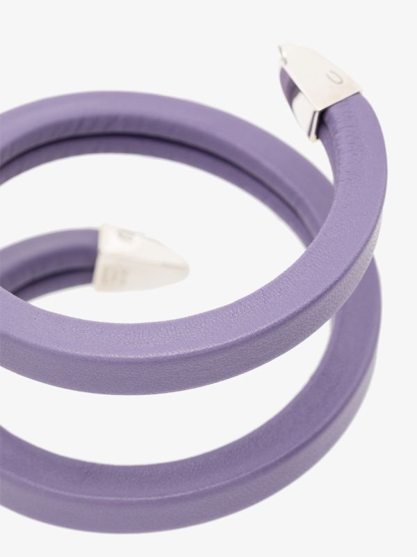 Browns Bottega Veneta Purple And Sterling Silver Wrapped Leather Cuff Bracelet | Browns Bracelets