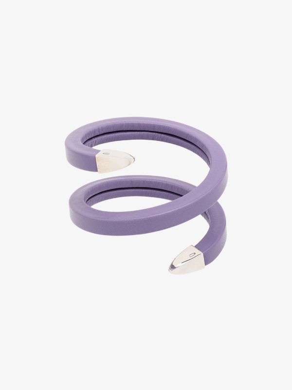 browns Bottega Veneta purple and sterling silver wrapped leather cuff bracelet | Browns Bracelets