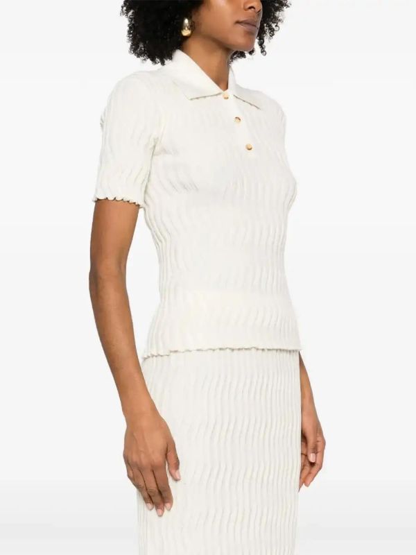 Browns Bottega Veneta Ribbed Wool Polo Top | Browns Polo Tops