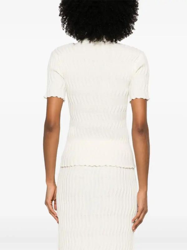 Browns Bottega Veneta Ribbed Wool Polo Top | Browns Polo Tops