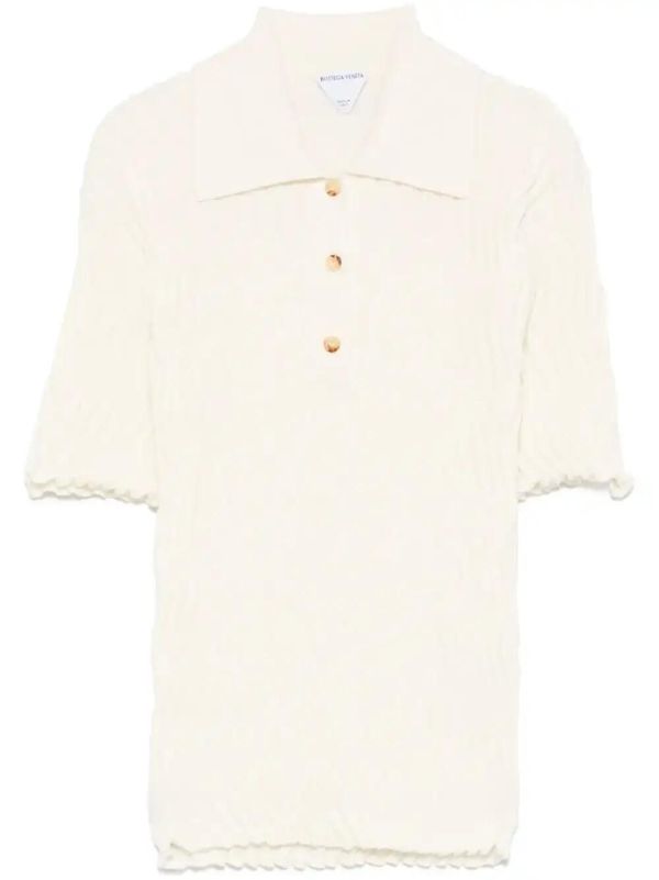 browns Bottega Veneta Ribbed Wool Polo Top | Browns Polo Tops