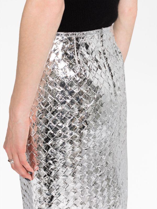 Browns Bottega Veneta Silver High Waisted Skirt | Browns High-Waisted Skirts