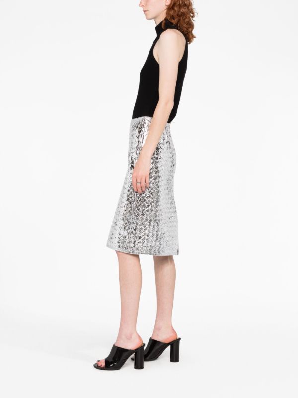 Browns Bottega Veneta Silver High Waisted Skirt | Browns High-Waisted Skirts