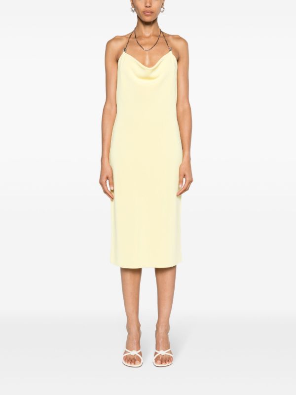 Browns Bottega Veneta Yellow Chain Draped Midi Dress | Browns Cocktail & Party Dresses