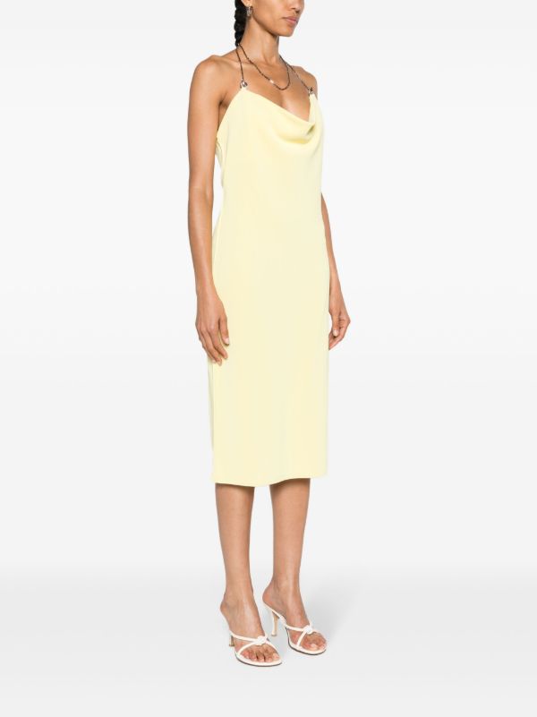 Browns Bottega Veneta Yellow Chain Draped Midi Dress | Browns Cocktail & Party Dresses