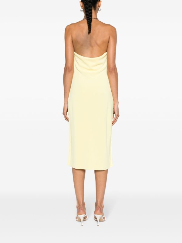 Browns Bottega Veneta Yellow Chain Draped Midi Dress | Browns Cocktail & Party Dresses