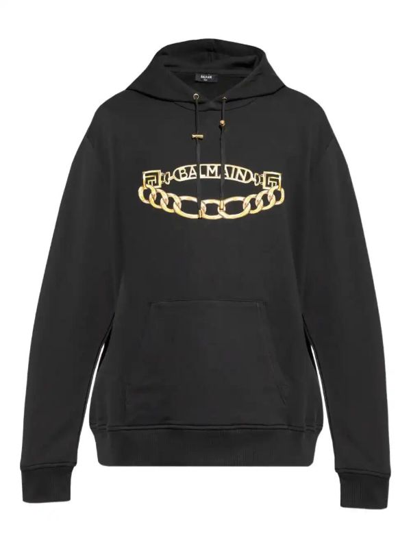 browns Balmain logo-print hoodie | Browns Hoodies