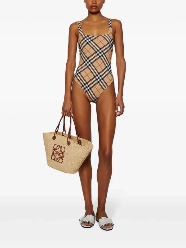 Browns Burberry Checked Swimsuit | Browns One-Pieces