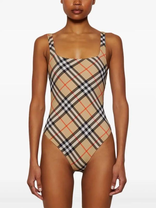 Browns Burberry Checked Swimsuit | Browns One-Pieces
