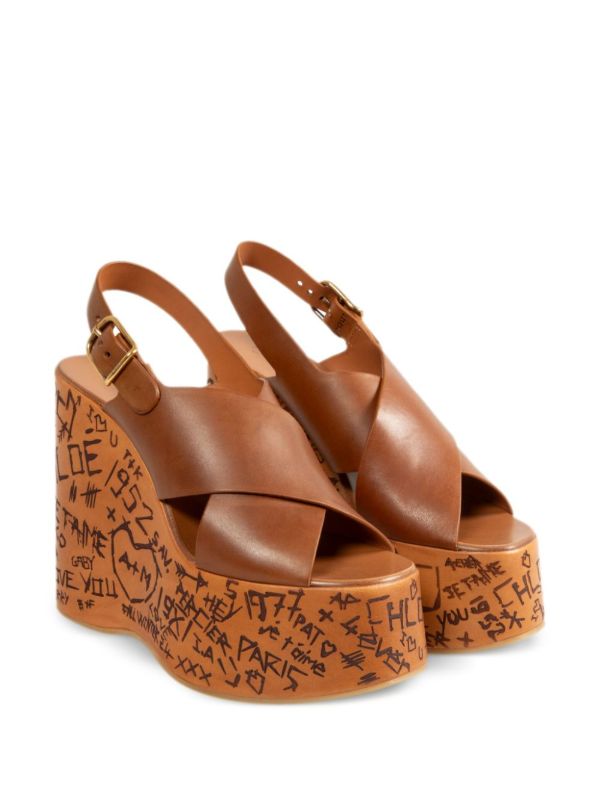 Browns Chloé Wedge Leather Sandals | Browns Sandals