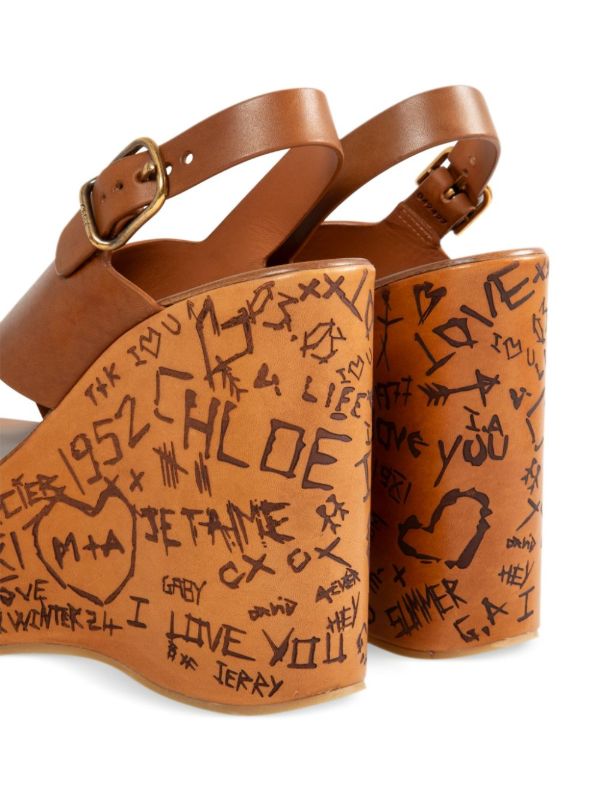 Browns Chloé Wedge Leather Sandals | Browns Sandals