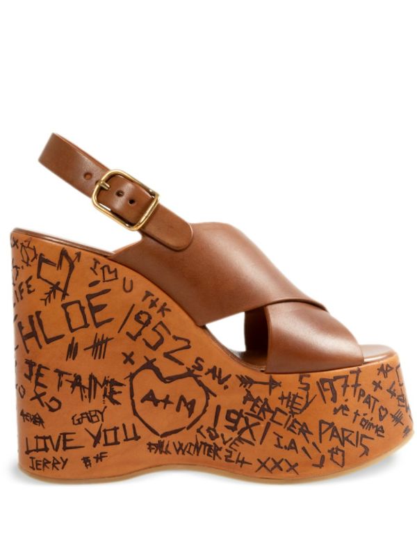 browns Chloé Wedge Leather Sandals | Browns Sandals