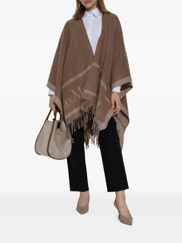 Browns Max Mara Fringed Shawl Poncho | Browns Capes