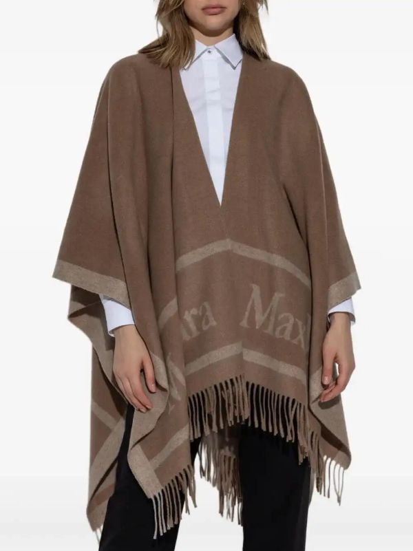 Browns Max Mara Fringed Shawl Poncho | Browns Capes