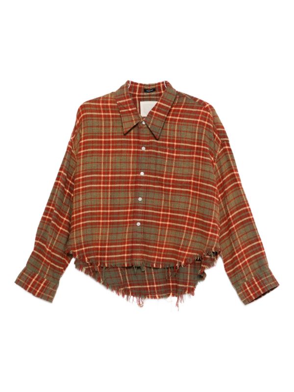 browns R13 plaid frayed-hem shirt | Browns Shirts