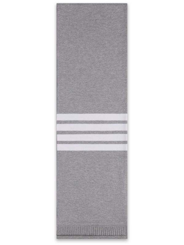 browns Thom Browne Grey 4-Bar Scarf | Browns Scarves