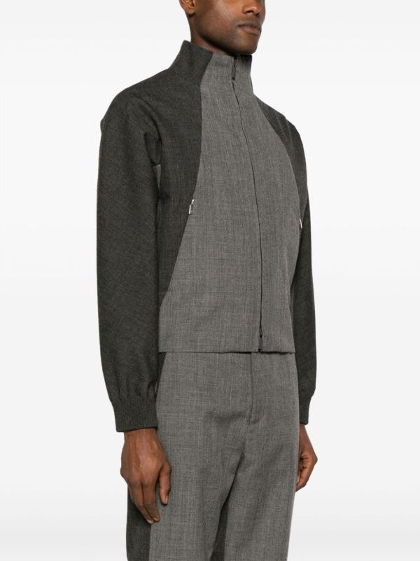 Browns Thom Browne Grey Virgin Wool Zip-UP Jacket