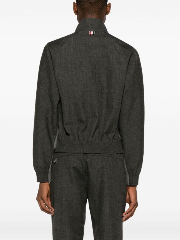 Browns Thom Browne Grey Virgin Wool Zip-UP Jacket