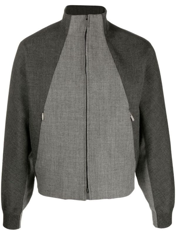 browns Thom Browne Grey Virgin Wool Zip-UP Jacket
