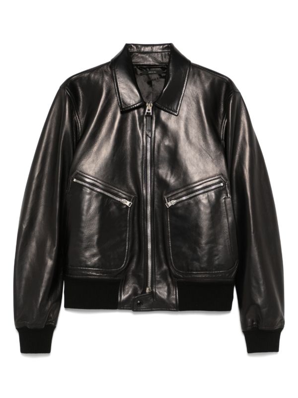 browns TOM FORD leather bomber jacket