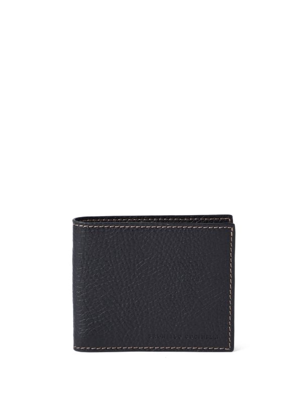 browns Brunello Cucinelli Black stitch-detail leather cardholder | Browns Wallets & Billfolds
