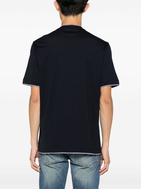 Browns Brunello Cucinelli Blue Double-Layer Cotton T-shirt | Browns T-Shirts