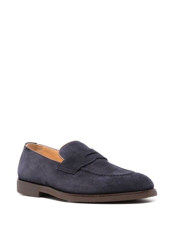 Browns Brunello Cucinelli Blue Suede Penny Loafers | Browns Loafers