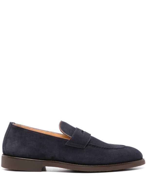 browns Brunello Cucinelli Blue Suede Penny Loafers | Browns Loafers