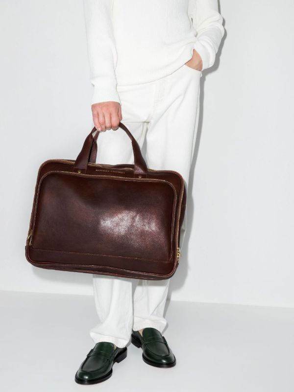 Browns Brunello Cucinelli Brown Leather Briefcase | Browns Laptop Bags & Briefcases