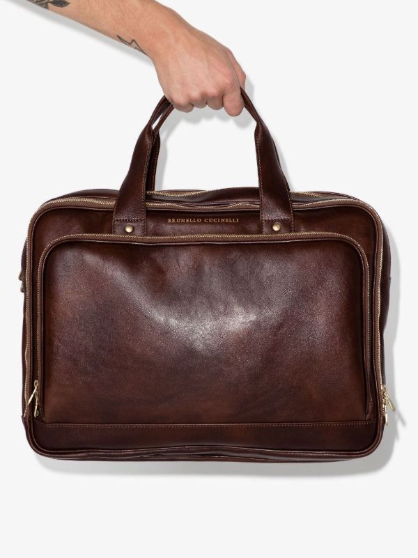 browns Brunello Cucinelli Brown Leather Briefcase | Browns Laptop Bags & Briefcases