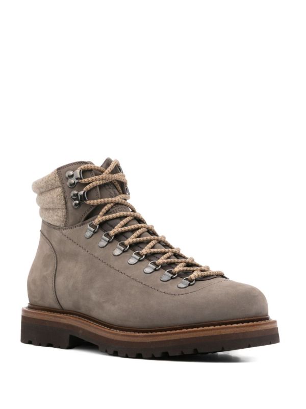 Browns Brunello Cucinelli Lace-Up Leather Mountain Boots | Browns Boots