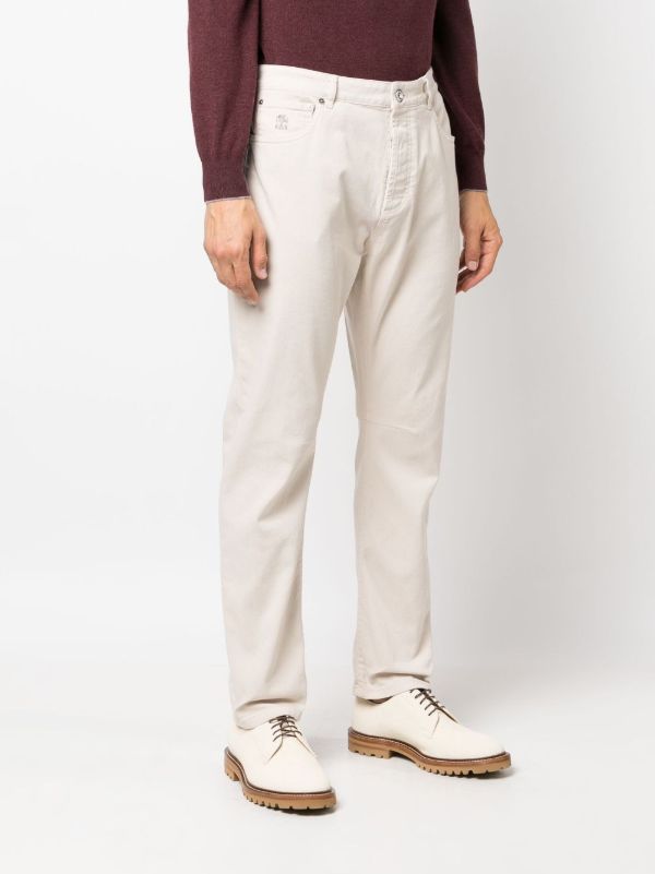 Browns Brunello Cucinelli Neutral Garment-Dyed Tapered Jeans | Browns Tapered Jeans