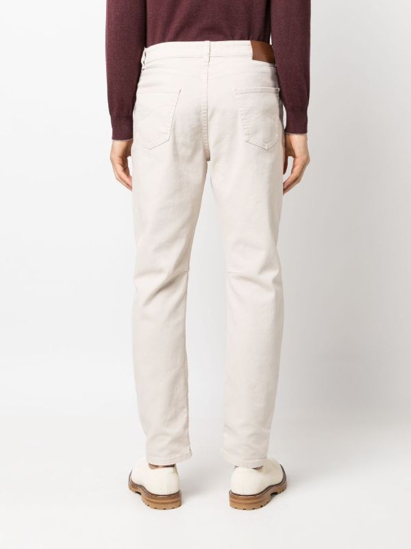 Browns Brunello Cucinelli Neutral Garment-Dyed Tapered Jeans | Browns Tapered Jeans