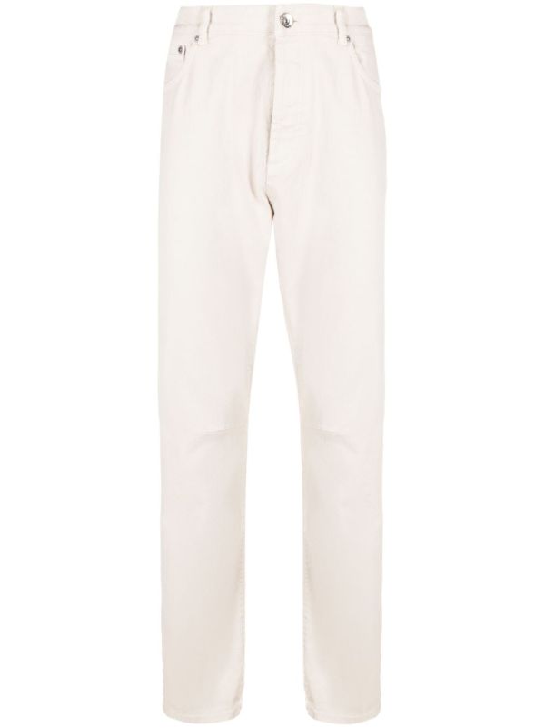 browns Brunello Cucinelli Neutral Garment-Dyed Tapered Jeans | Browns Tapered Jeans