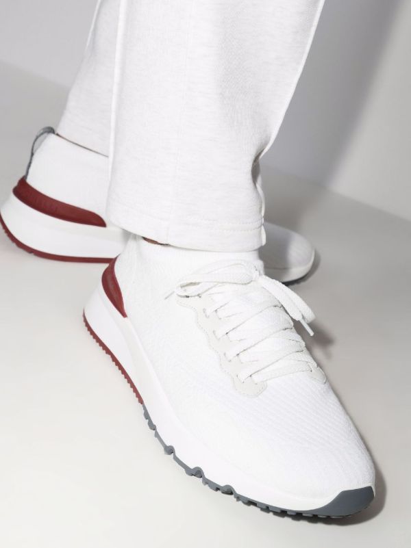 Browns Brunello Cucinelli White Knitted Low Top Sneakers | Browns Low-Tops