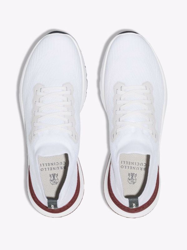 Browns Brunello Cucinelli White Knitted Low Top Sneakers | Browns Low-Tops