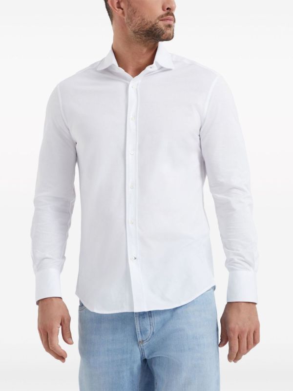 Browns Brunello Cucinelli White Long-Sleeve Cotton Shirt | Browns Shirts