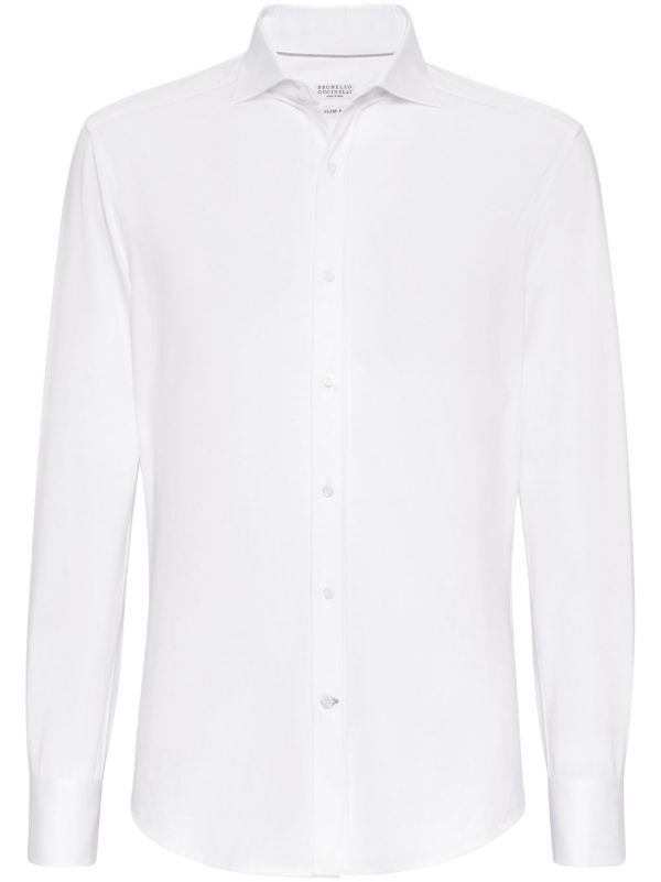 browns Brunello Cucinelli White Long-Sleeve Cotton Shirt | Browns Shirts