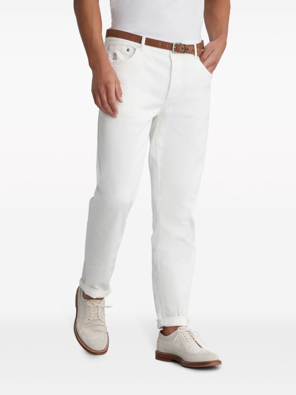 Browns Brunello Cucinelli White Mid-Rise Slim Jeans | Browns Slim-Fit Jeans