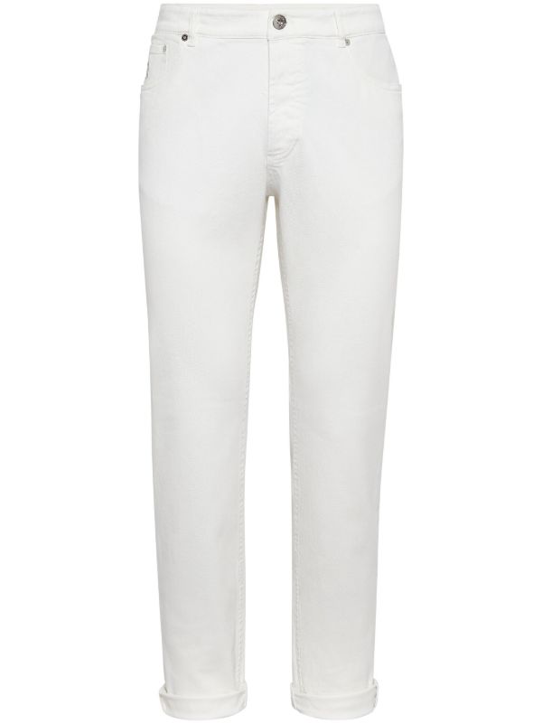 browns Brunello Cucinelli White Mid-Rise Slim Jeans | Browns Slim-Fit Jeans