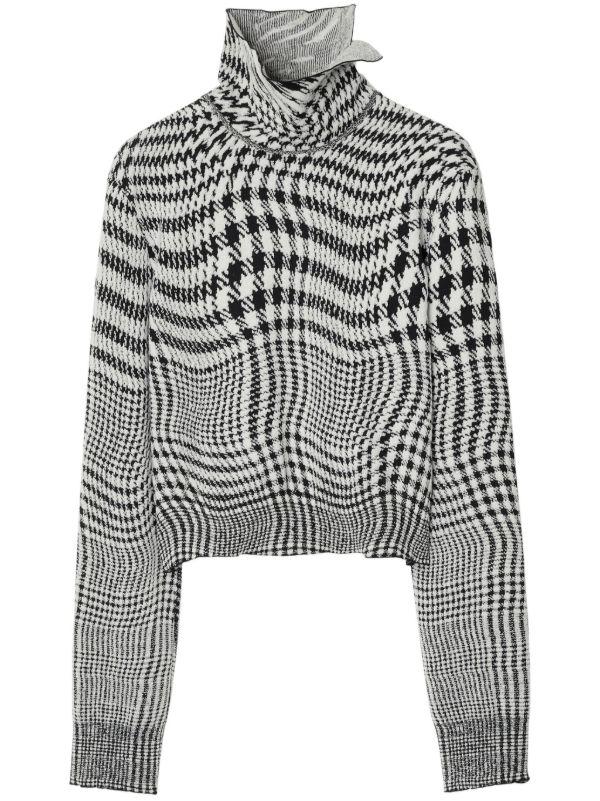browns Burberry Black Houndstooth-Jacquard Sweater | Browns Knitted Sweaters