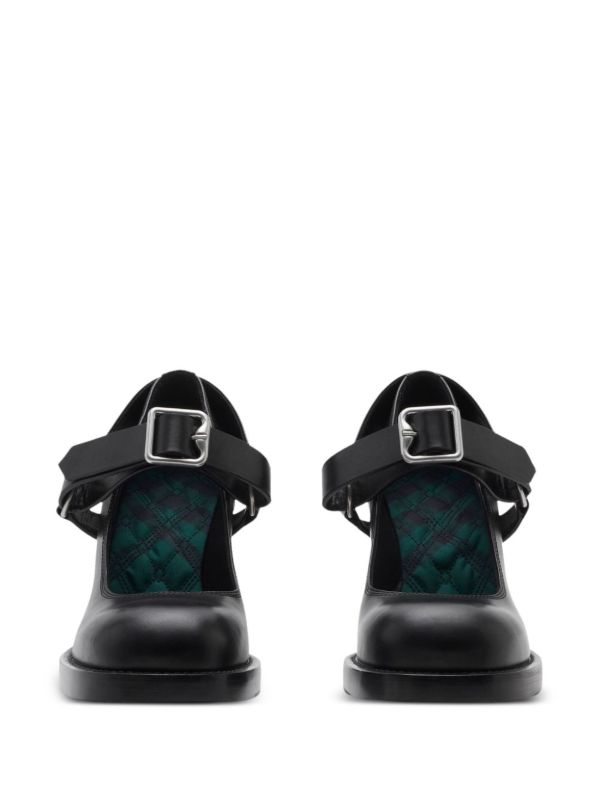 Browns Burberry Black Stirrup 85 Leather Pumps | Browns Pumps