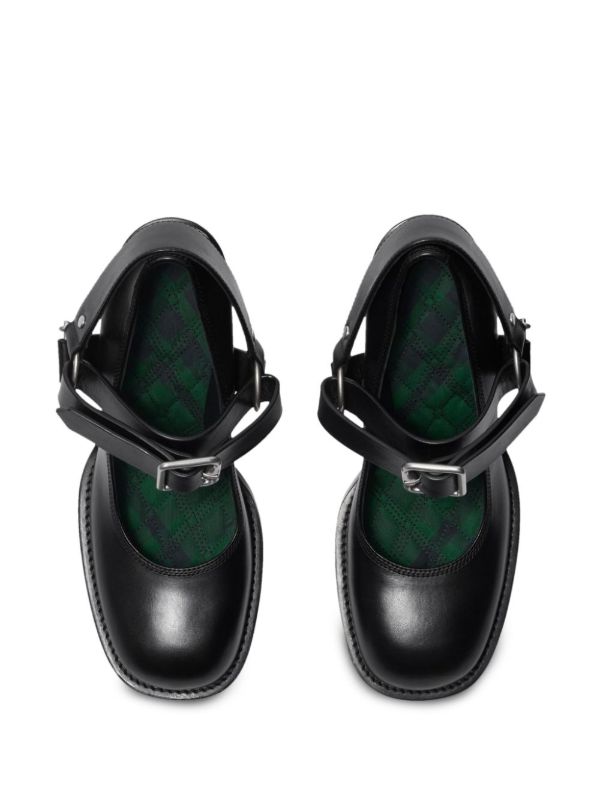 Browns Burberry Black Stirrup 85 Leather Pumps | Browns Pumps