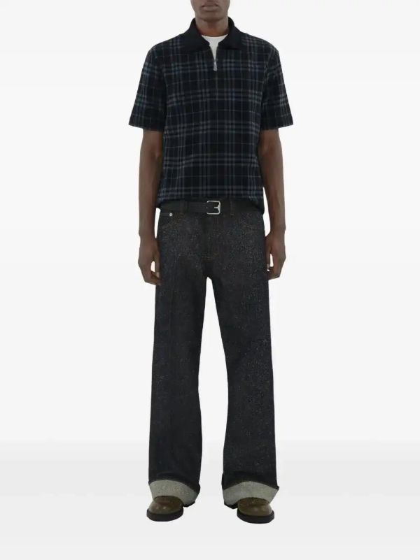 Browns Burberry Blue Checked Polo Shirt | Browns Polo Shirts