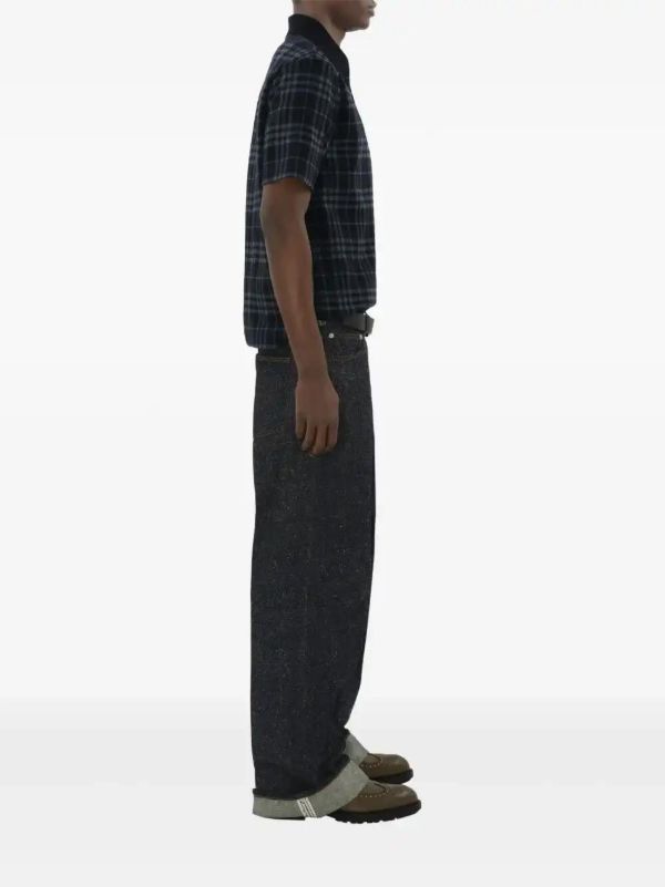 Browns Burberry Blue Checked Polo Shirt | Browns Polo Shirts